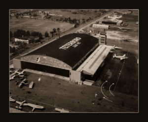 An aerial view of the Mallard Air Service hangar at TEB (photo circa 1949)