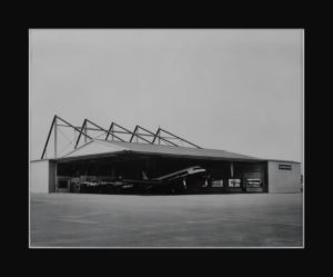 The former Brewster Aeronautical hangar was built in the late 1940s and eventually became the American Cyanamid hangar. In 1995, Meridian (then Million Air) purchased the lease for the hangar and property from American Home Products (photo circa 1950s)